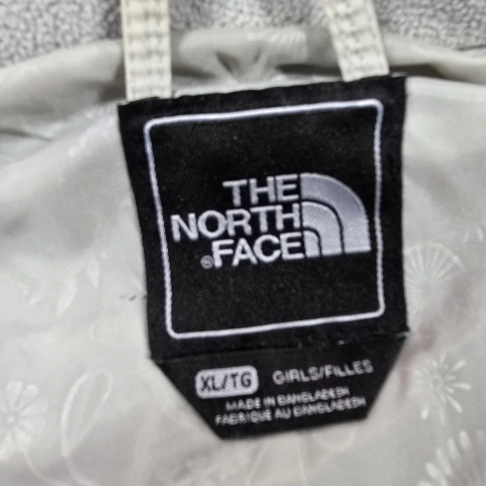 The‎ North Face HyVent Jacket Girls XL Beige Hooded Waterproof Lined Rain Coat